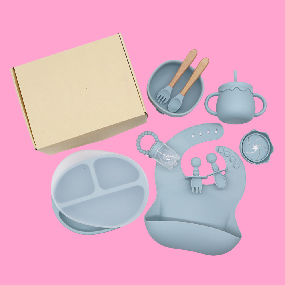 Baby Feeding Starter Set- Dusty Blue